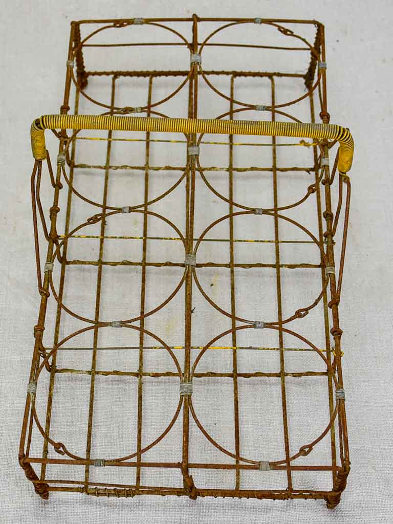 Antique French wire basket - eight glass capacity