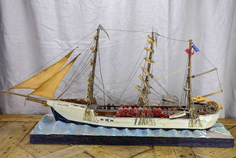 Antique French model boat, 'Vigilante' - ex voto