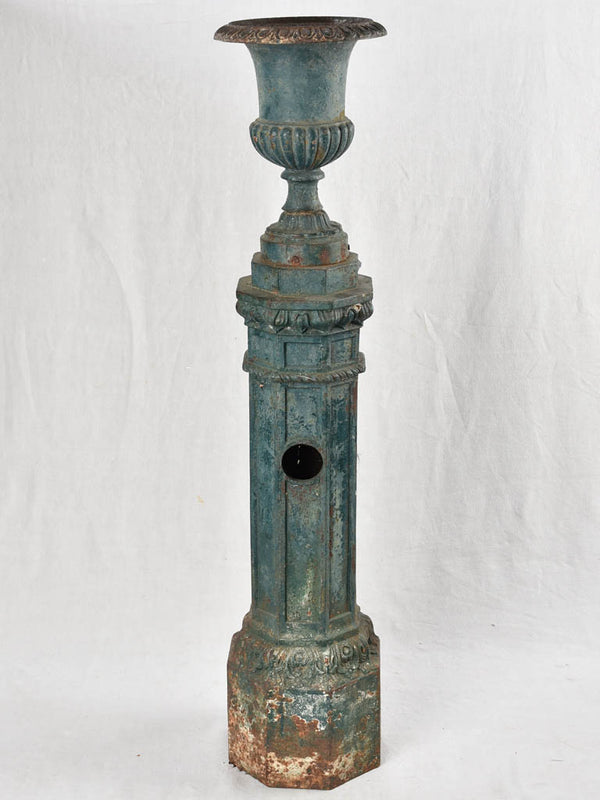 Tall Cast Iron Medici On Column pedestal / fountain - Green 49½"