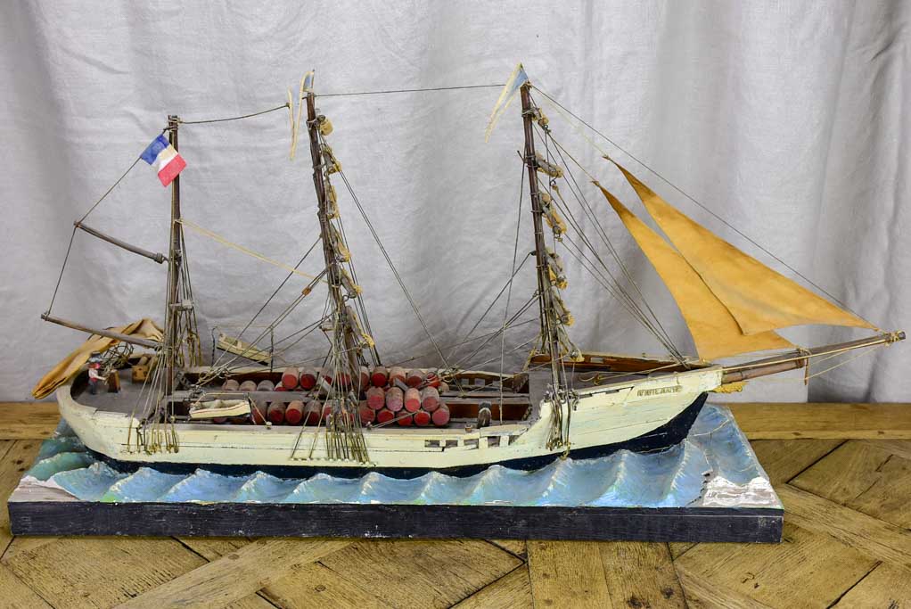 Antique French model boat, 'Vigilante' - ex voto