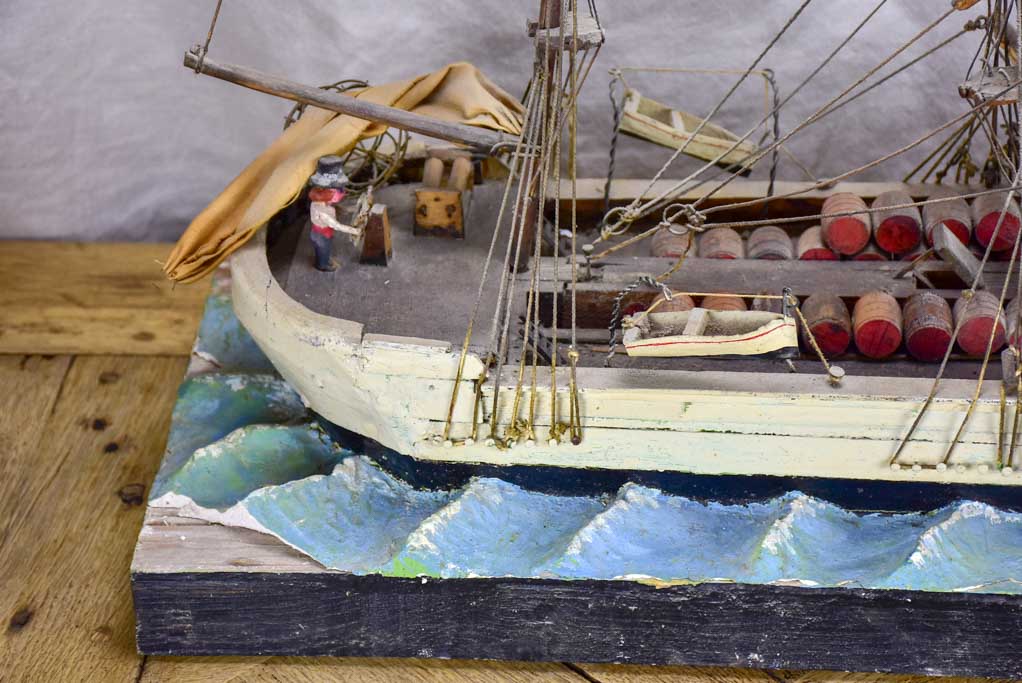 Antique French model boat, 'Vigilante' - ex voto