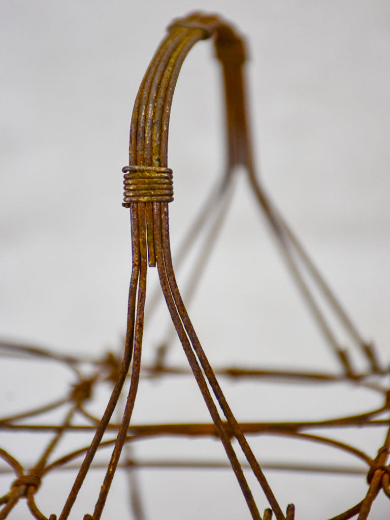 Antique French wire basket - six glass capacity