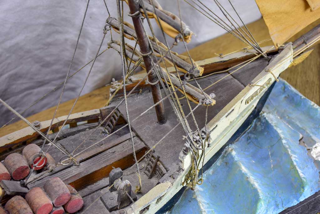 Antique French model boat, 'Vigilante' - ex voto