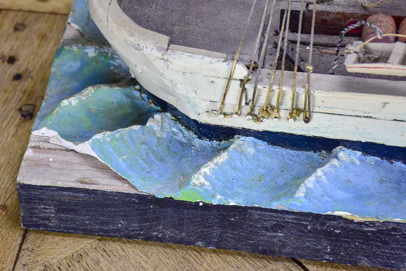 Antique French model boat, 'Vigilante' - ex voto