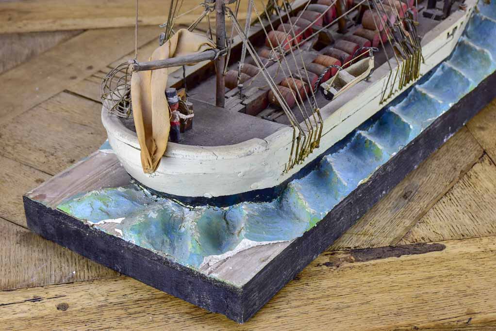 Antique French model boat, 'Vigilante' - ex voto
