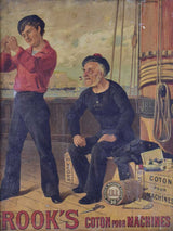 Mid century Chromolithograph - maritime scene advertising cotton 19¼" x 23¼"