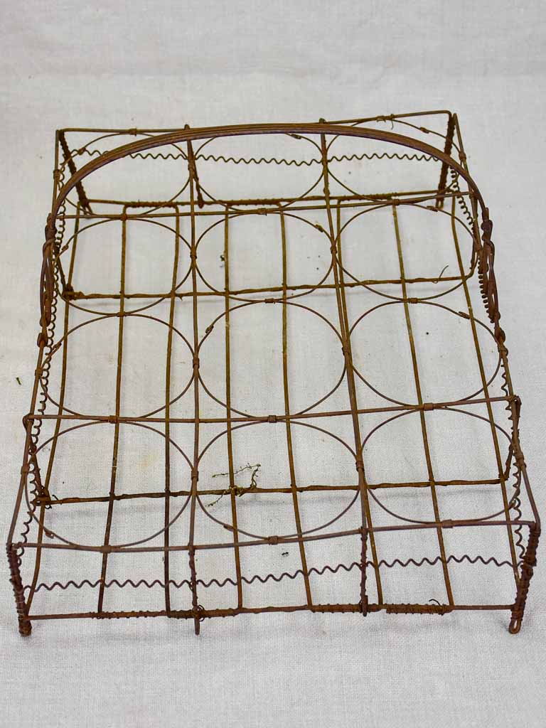 Antique French wire basket - twelve jar capacity