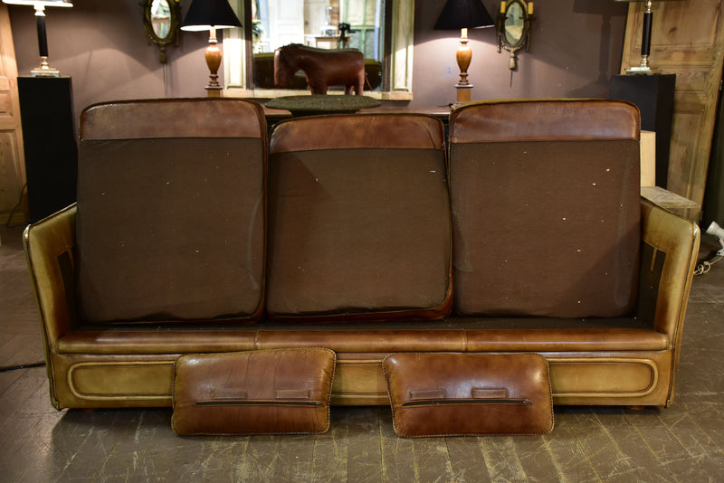 1970's Roche Bobois three seat leather sofa