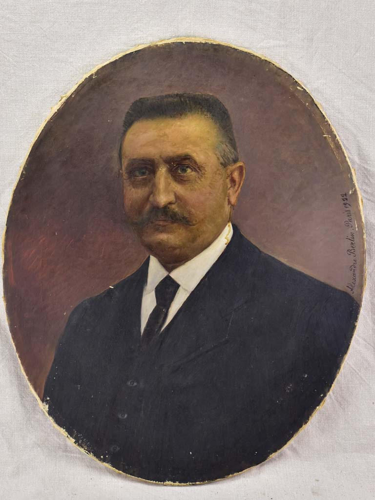 Antique French portrait, oil on canvas - Alexandre Bertin Paris. 1922. 24 x 19¾""