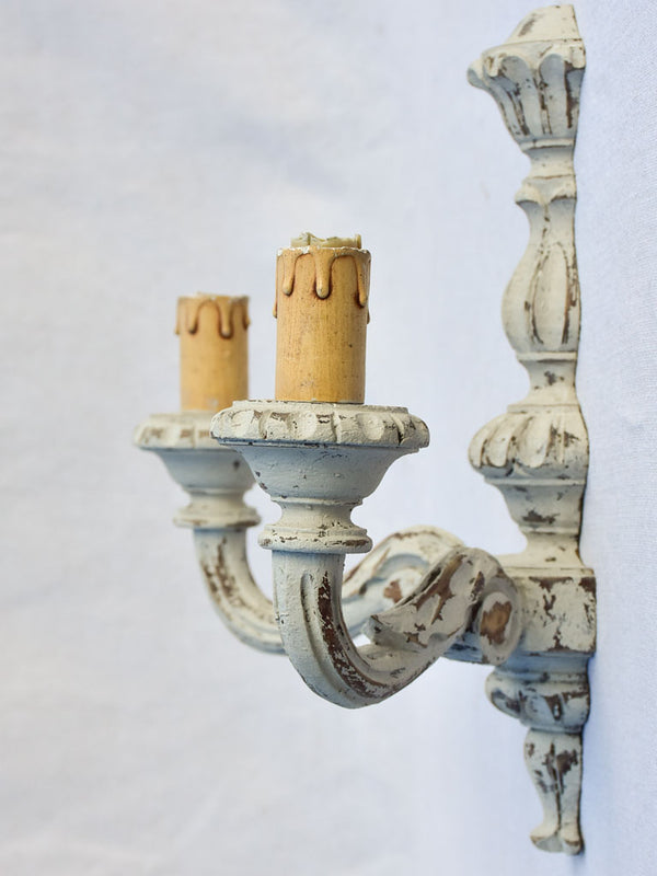 Pair of mid -century Italian wall sconces with gray patina 12¼"