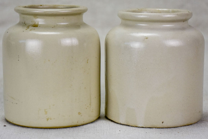 Pair of mid century sandstone pots - white 4¾"