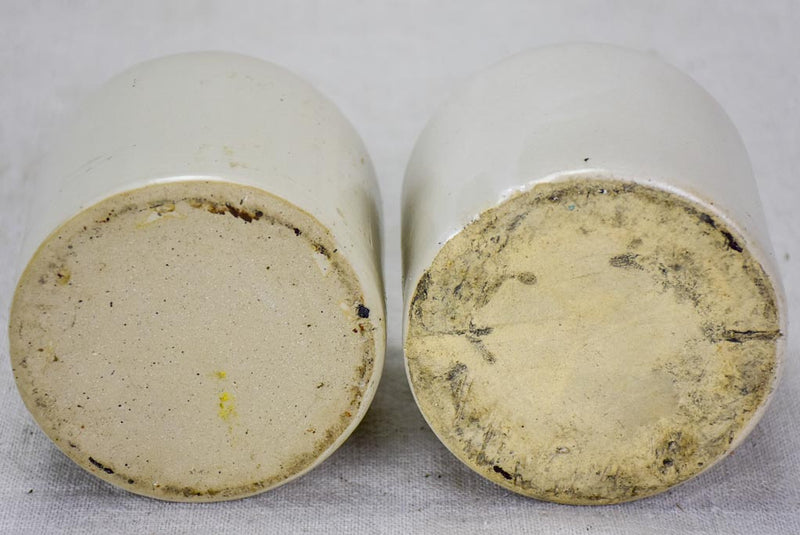 Pair of mid century sandstone pots - white 4¾"