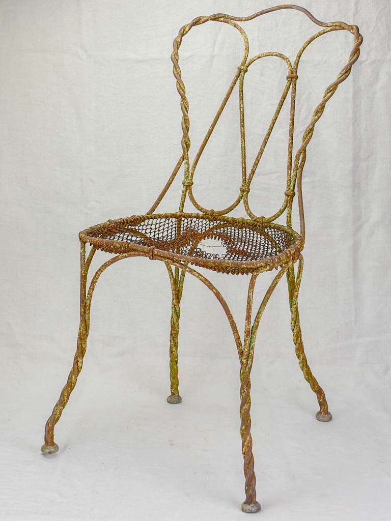 Very rustic 19th Century French garden chair - wrought iron
