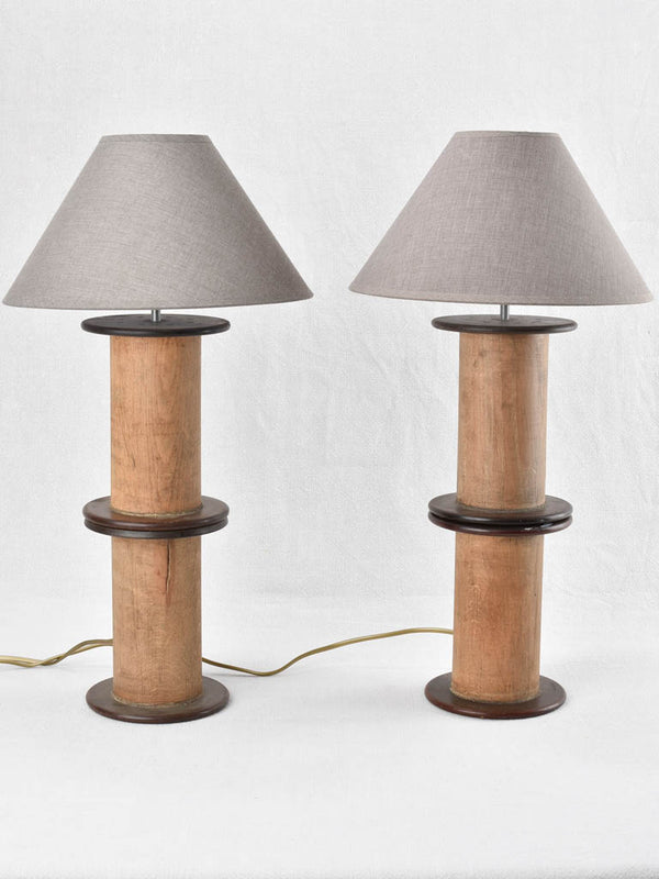 Pair of lamps with salvaged bobbins