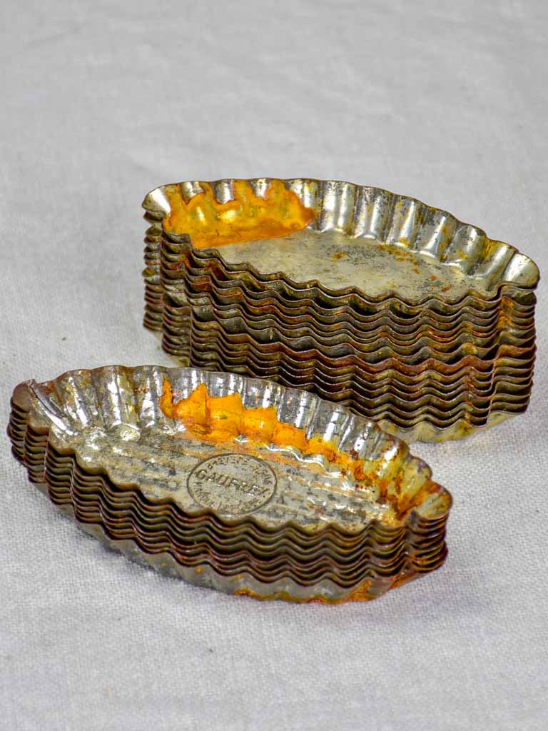 Collection of antique French cake molds - pointed oval 4¼"