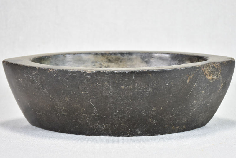 Dark stone mortar from the eighteenth century 11½"