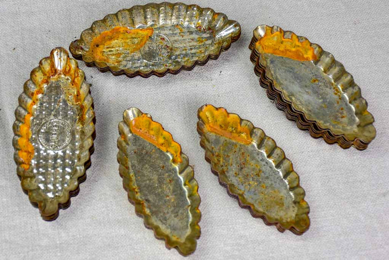 Collection of antique French cake molds - pointed oval 4¼"