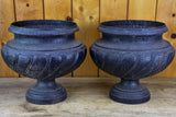 Pair of 19th Century French garden urns with black patina