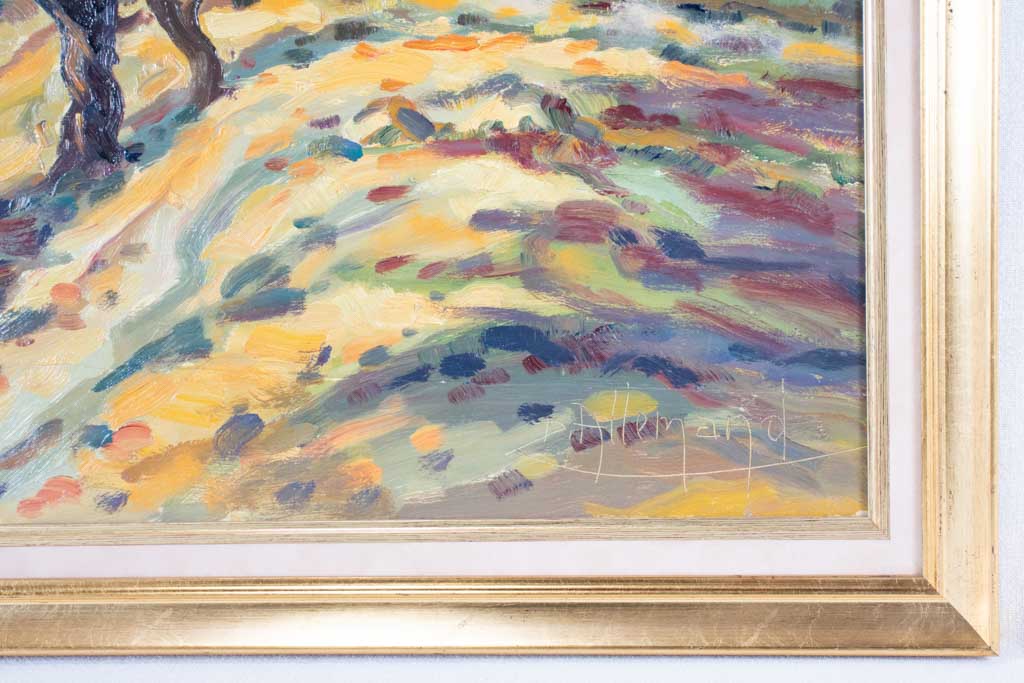 Provenance landscape painting on board