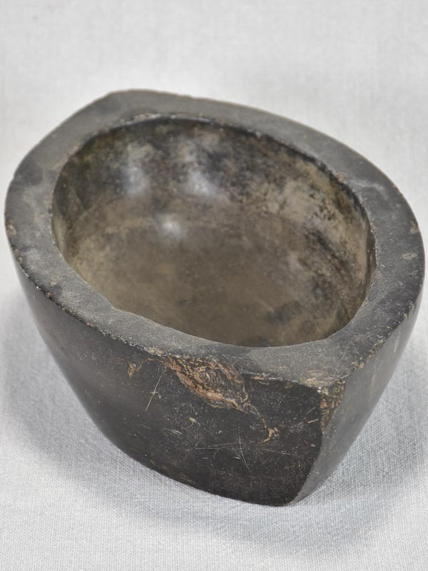 Ancient Dark Stone Oval Mortar