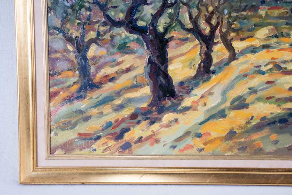 Vintage Vernègues village oil artwork