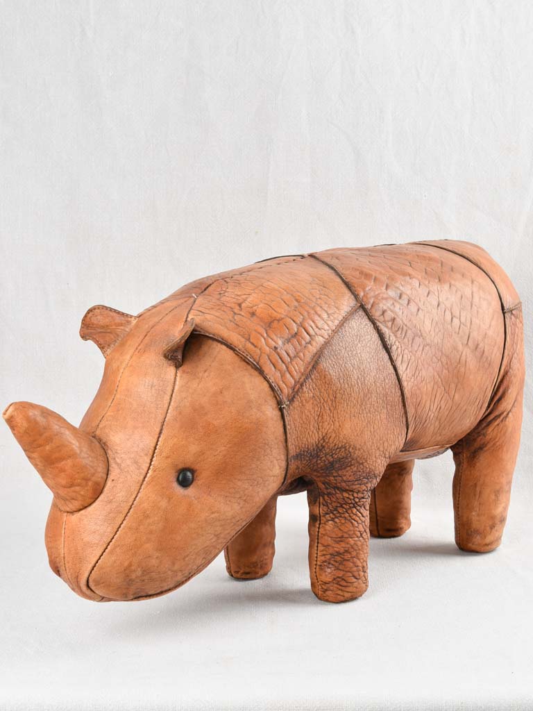 Antique Leather Rhinoceros Ottoman