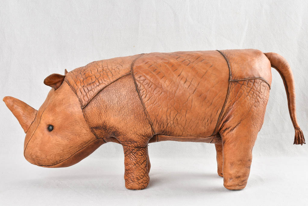 Vintage Footrest with Rhinoceros Design
