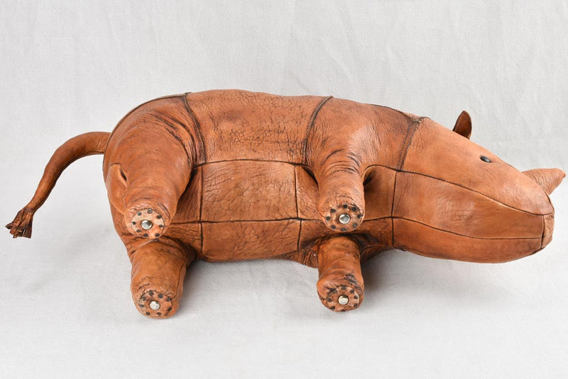 Intricate Leather Rhino Décor Piece