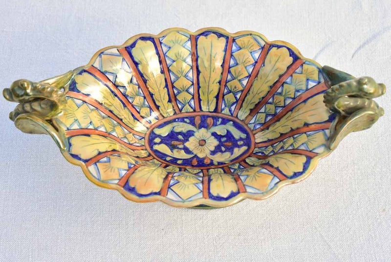 Mid-century Italian Gualdo Tadino oval ceramic bowl