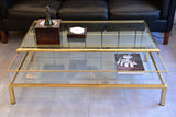 Vintage glass and brass coffee table with sliding display case