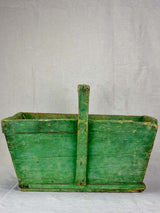 Mid century French winemaker's harvest basket with green patina