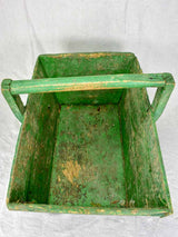 Mid century French winemaker's harvest basket with green patina
