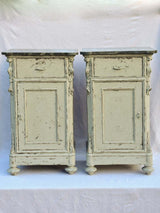 Pair of early 20th century Italian night stands with gray patina and black marble
