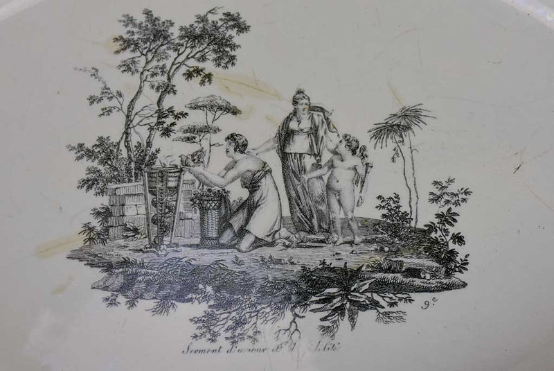 Oval faience platter with mythological scene - Creil