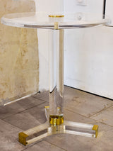 Vintage round side table in perspex and brass