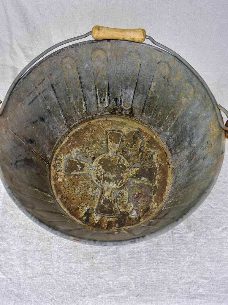 Mid century French winemaker's harvest bucket - zinc 15¼"