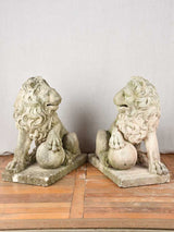 Pair of mid 19th-century French garden lions 30"