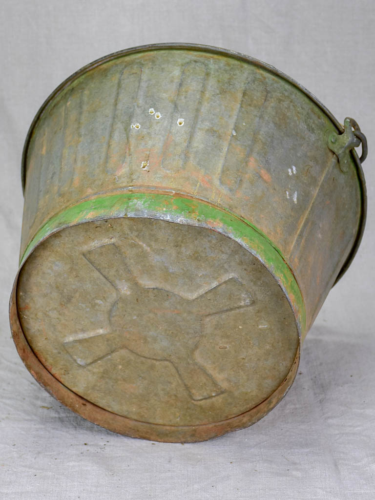 Mid century French winemaker's harvest bucket - zinc 15¼"