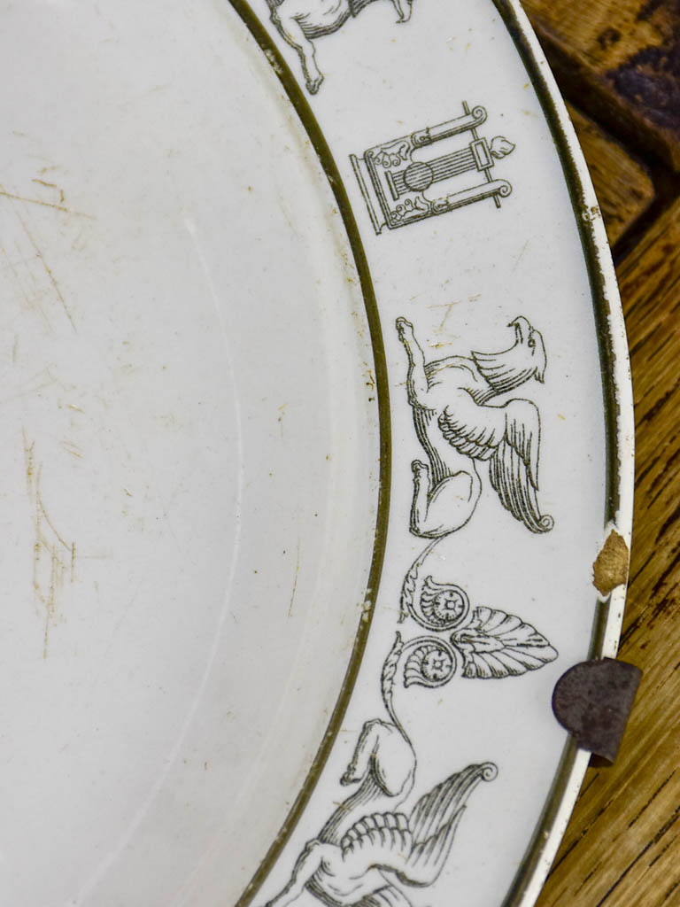 Antique French Parisian faience plate - Profile portrait Rechard