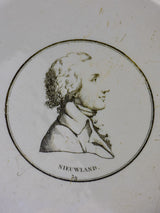 Antique French Parisian faience plate - Profile portrait Nieuwland