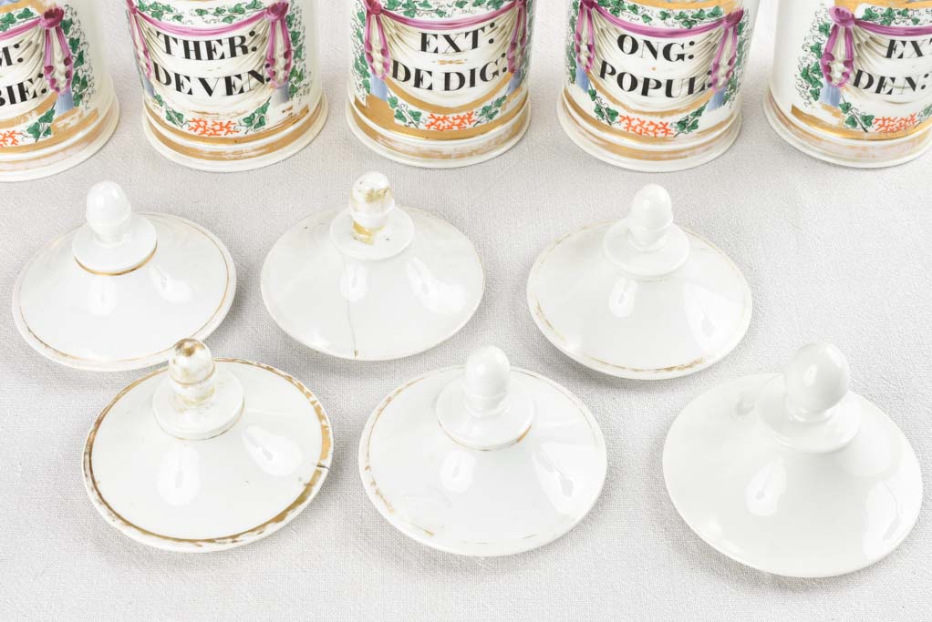 Apothecary jars with ivy decoration