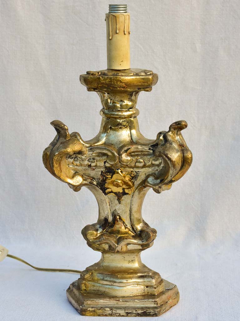 Louis XIV style gilded Church candlestick lamp
