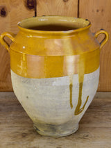 Large French conserve pot with orange glaze
