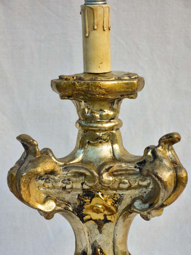Louis XIV style gilded Church candlestick lamp
