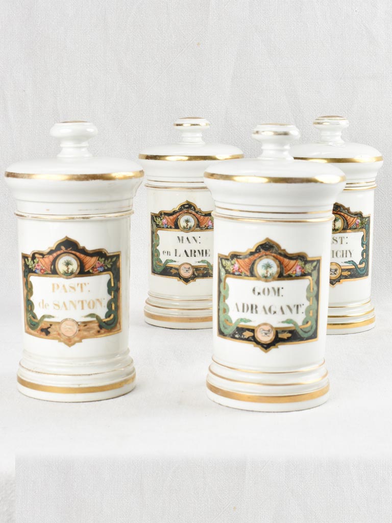 Collection of 4 Napoleon III apothecary jars 11"