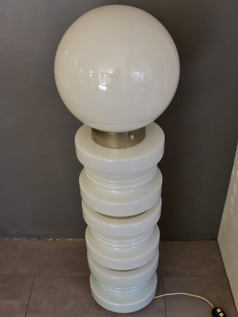 Vintage white glass Mazzega floor lamp