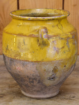 Antique French confit pot with orange glaze
