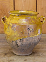 Antique French confit pot with orange glaze