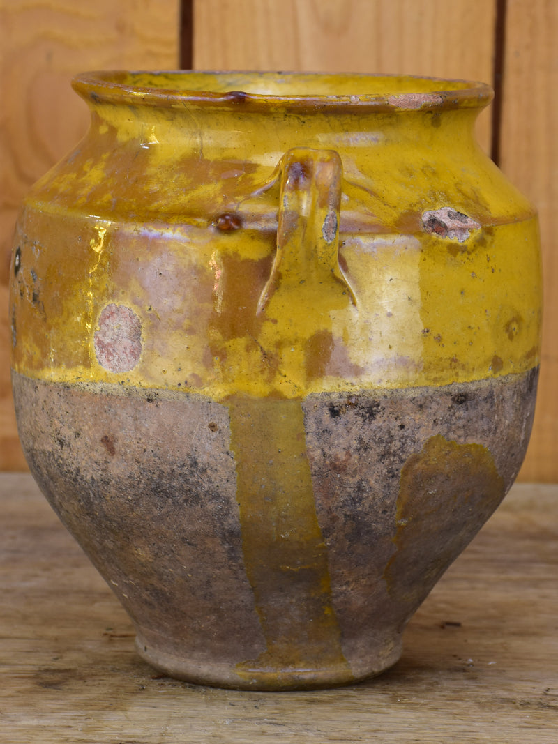 Antique French confit pot with orange glaze