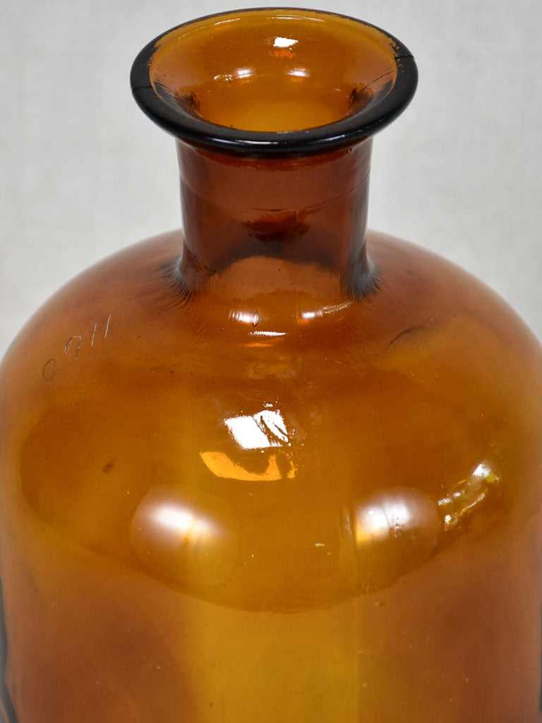 1950’s French amber glass perfume flask 11¾"
